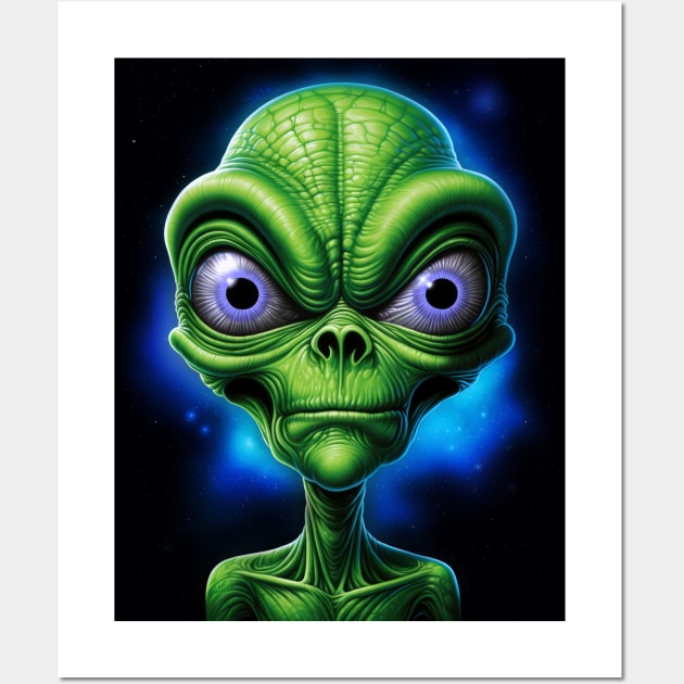 Green Alien Outer Space I Seeing You Wall Art by Juka